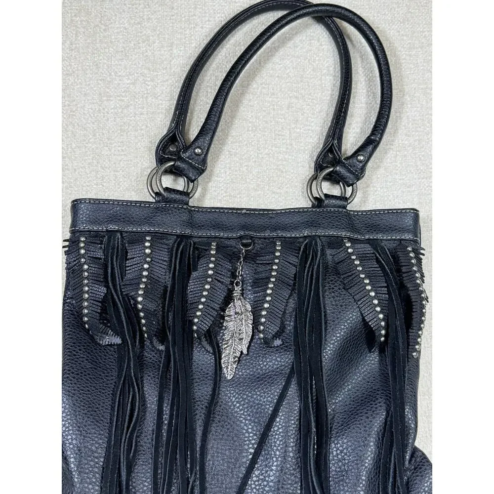 Montana West Women's Black Western Cowgirl Tote Bag Pebbled Leather Fashion